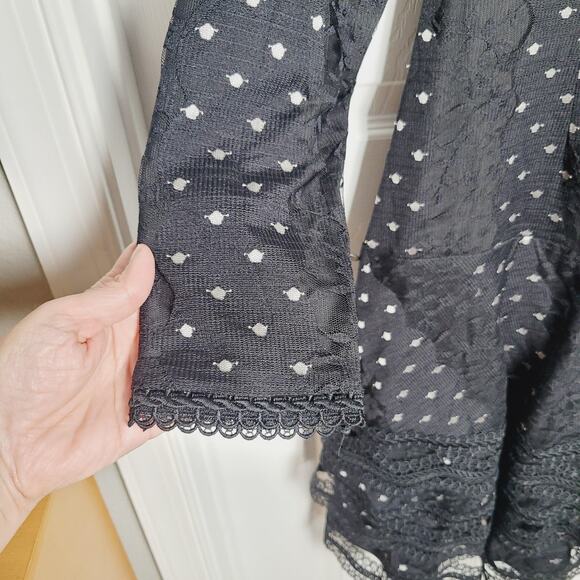 Mima Rosso Dress Womens Large Black White Lace Long Sleeve Polka Dot Lined - Picture 5 of 16